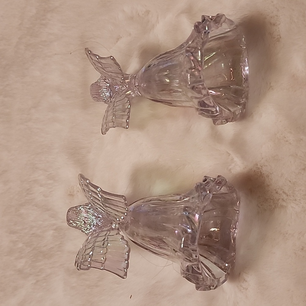 SET OF 2 , IRRADESCENT ANGELS CHRISTMAS ORNAMENTS. - Picture 3 of 4
